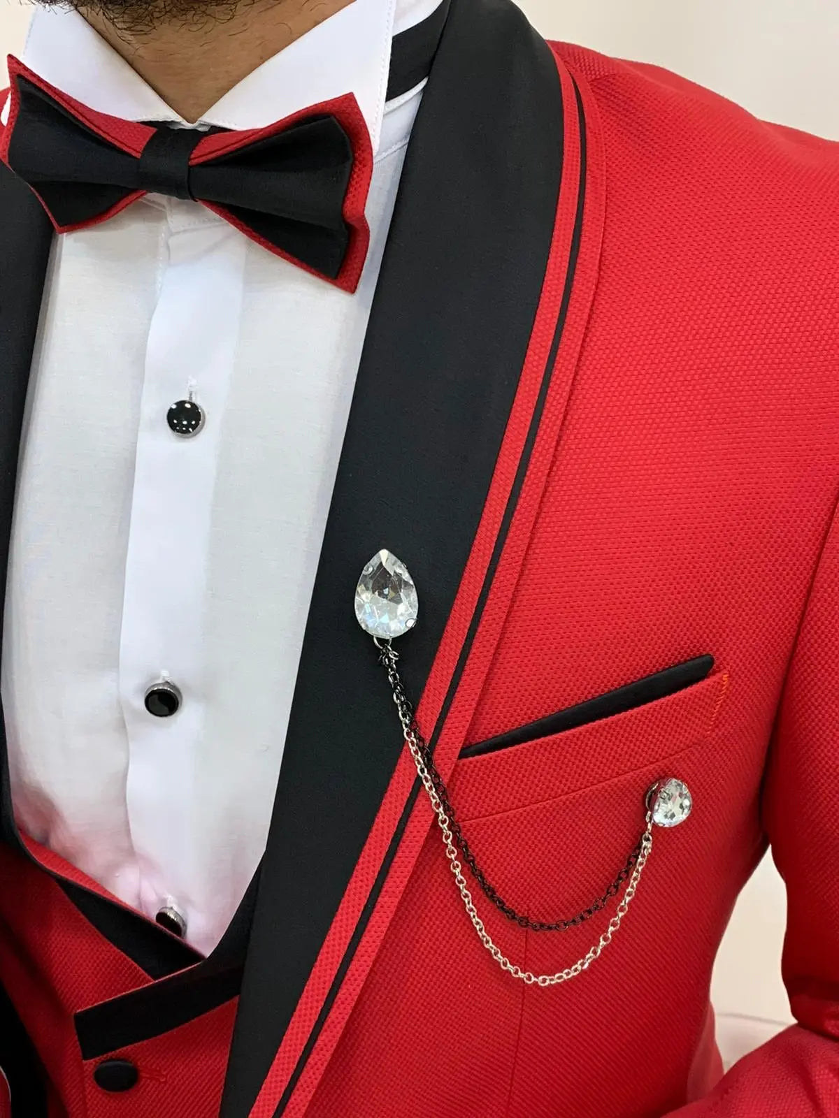 Napoli Red Slim Fit Shawl Lapel Tuxedo - BRABION