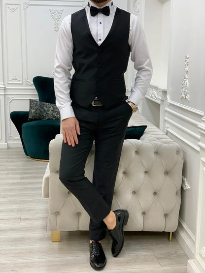 Lopez Black Slim Fit Tuxedo - BRABION
