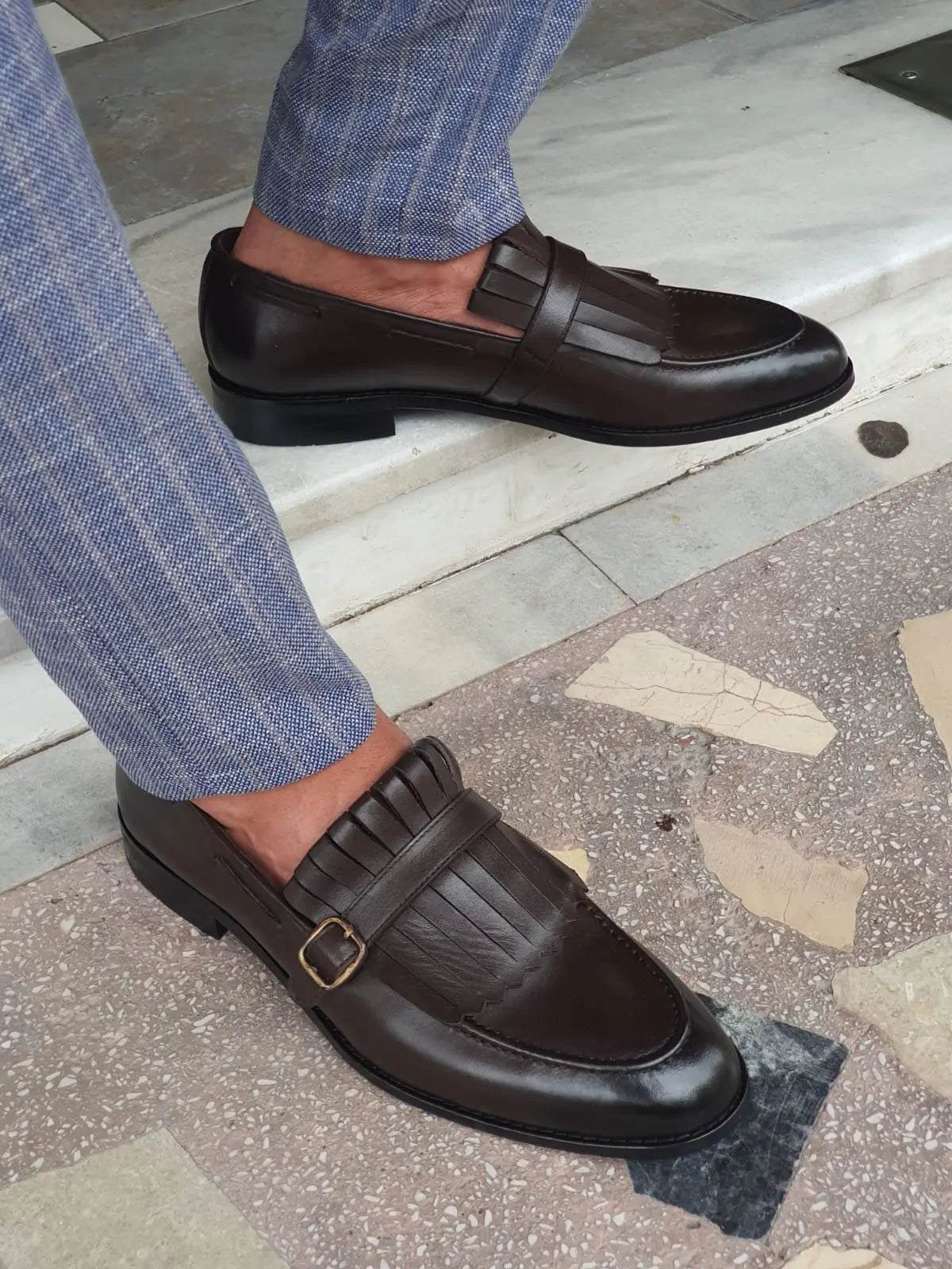 Jackson Brown Kilt Loafers - Elegant Leather Footwear for Any Occasion - BRABION