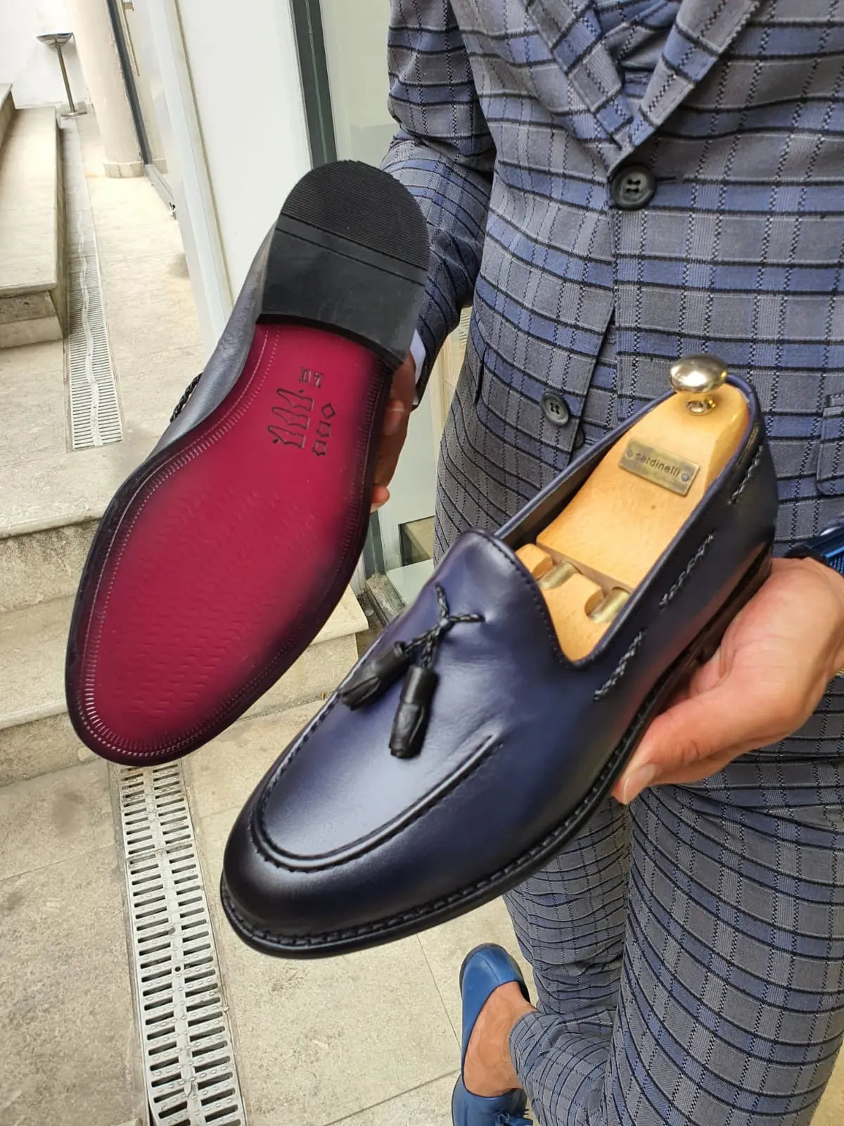Fort Worth Navy Blue Tassel Loafer - Sophisticated Leather Footwear - BRABION