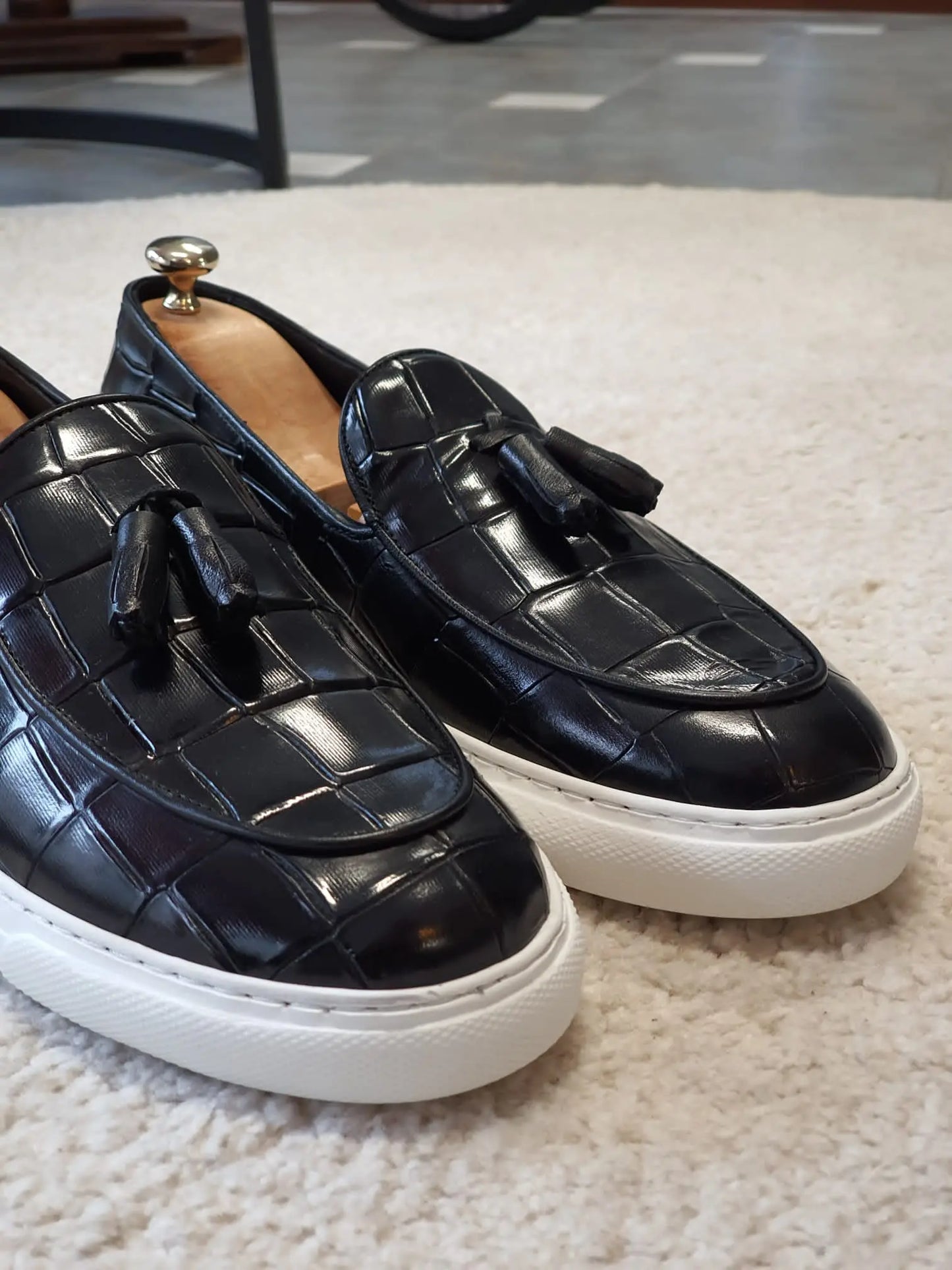 Berton Black Tassel Loafers - BRABION
