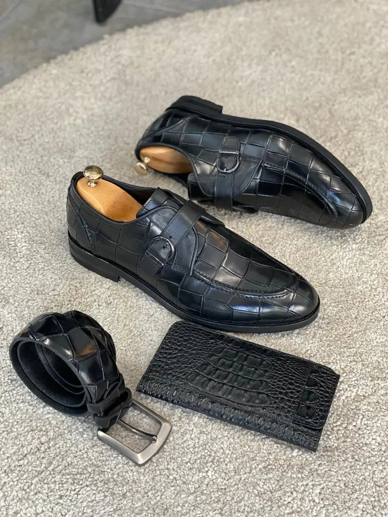 Louise Black Buckle Loafers - Elegant Leather Shoes for Every Occasion - BRABION
