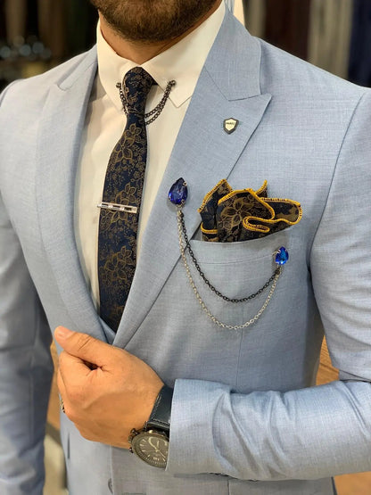 Eros Sky Blue Slim Fit Wool Suit for Every Occasion BOJONI