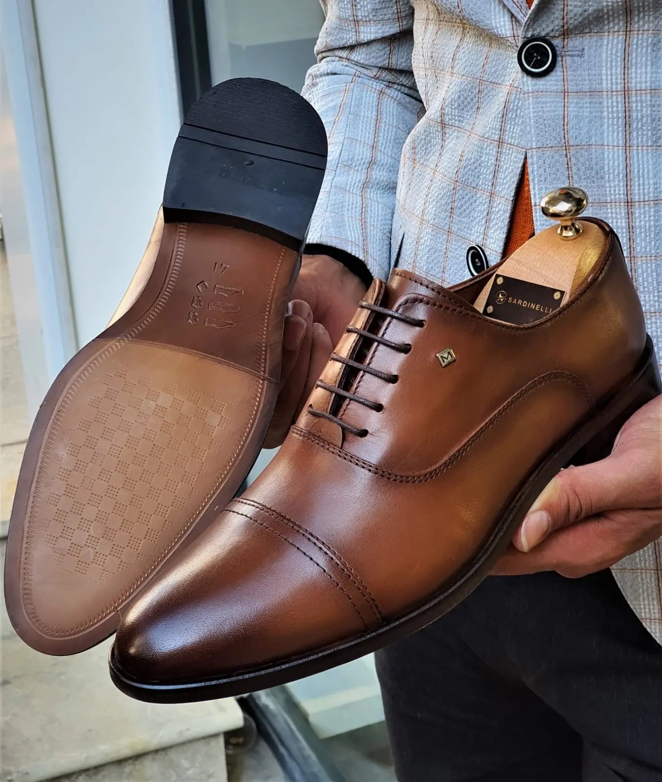 Stefano Brown Wholecut Oxfords - Premium Leather Dress Shoes - BRABION