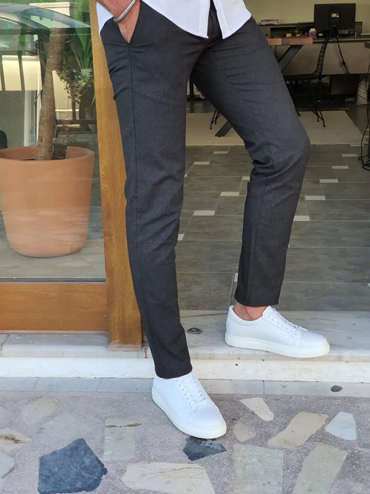 Bristol Black Slim Fit Cotton Pants for Every Occasion - BRABION
