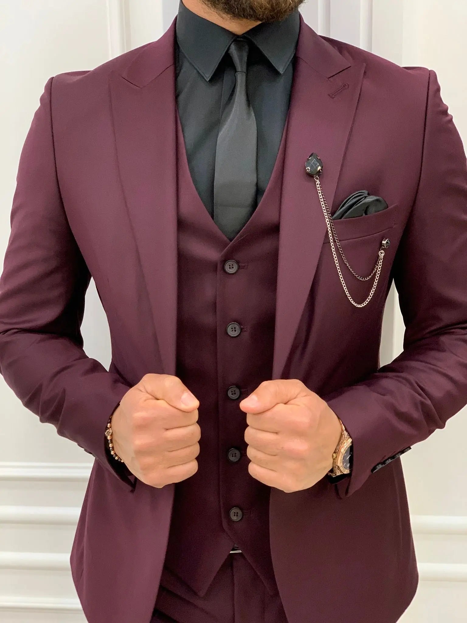 Lance Burgundy Slim Fit Suit BOJONI