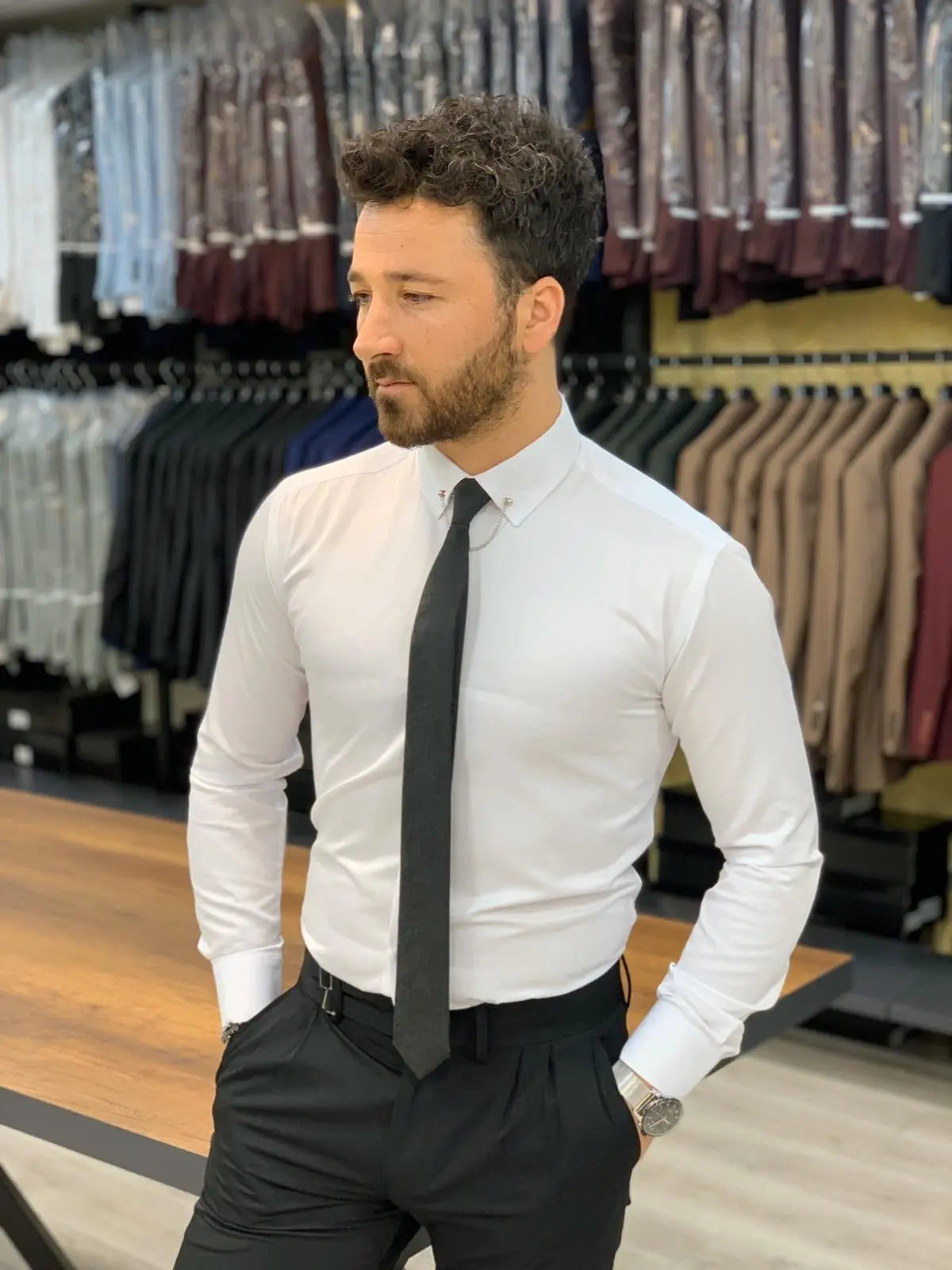 Jake White Slim Fit Shirt - Versatile Elegance for Every Occasion - BRABION
