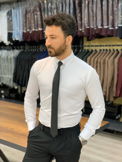 Jake White Slim Fit Shirt - Versatile Elegance for Every Occasion - BRABION
