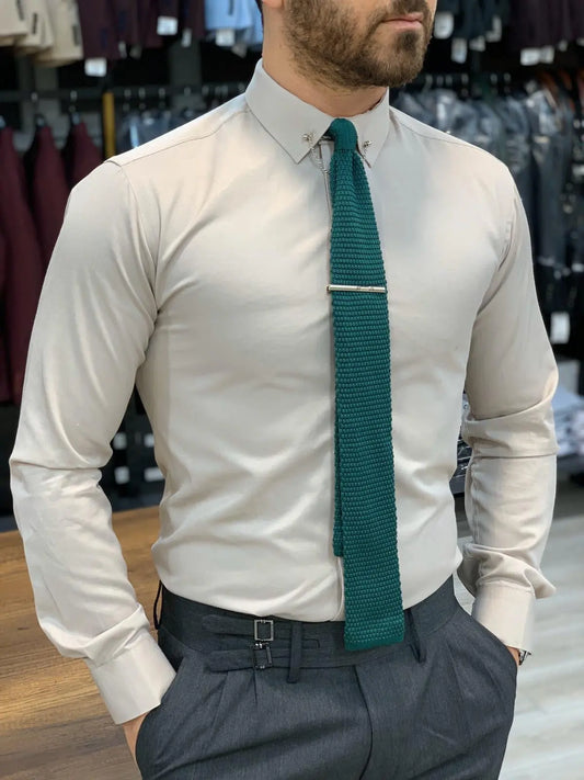 Jake Cream Slim Fit Shirt for All Occasions - BRABION