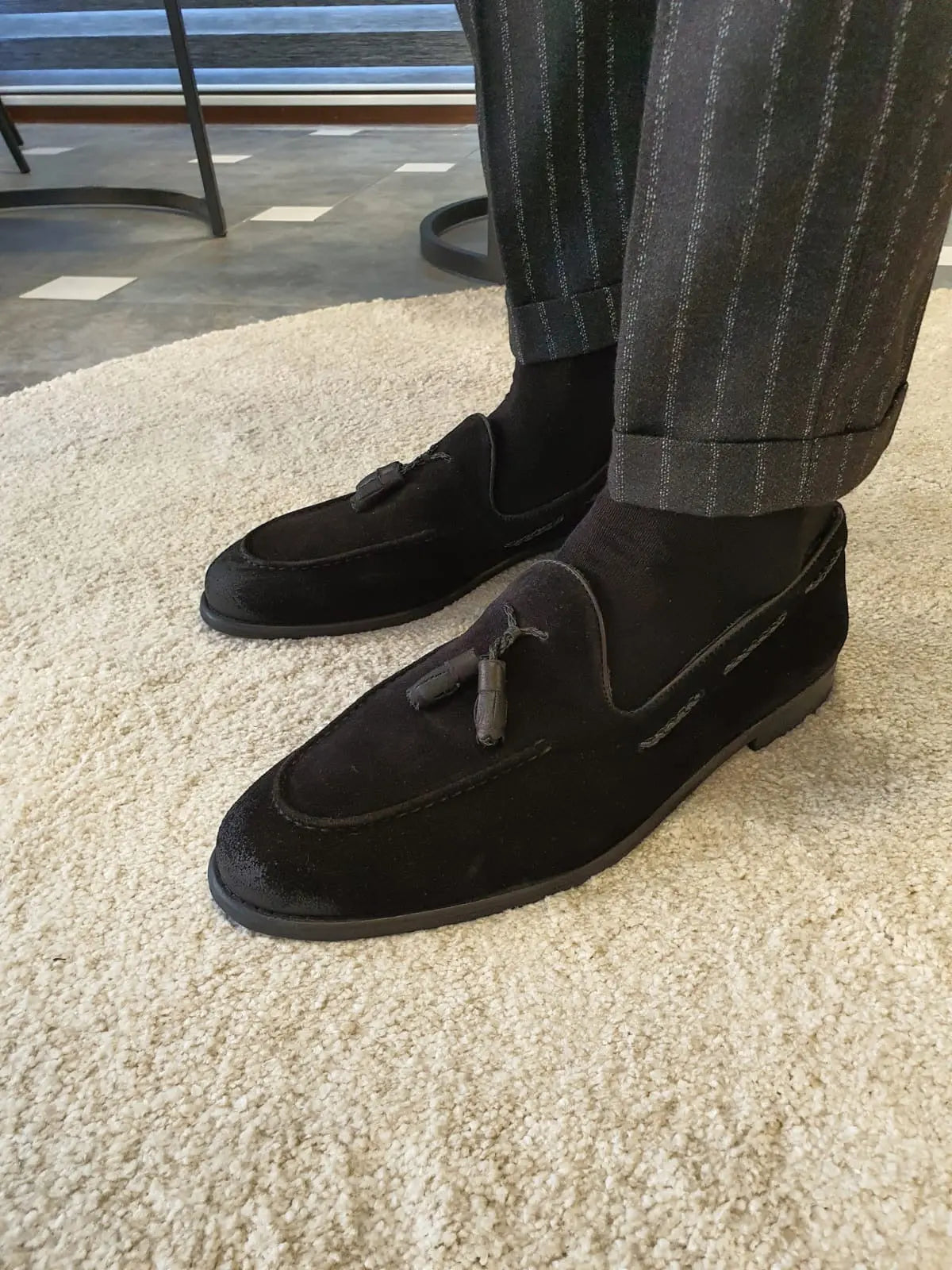 Stefano Black Suede Tassel Loafers: The Ultimate in Elegance and Comfort - BRABION
