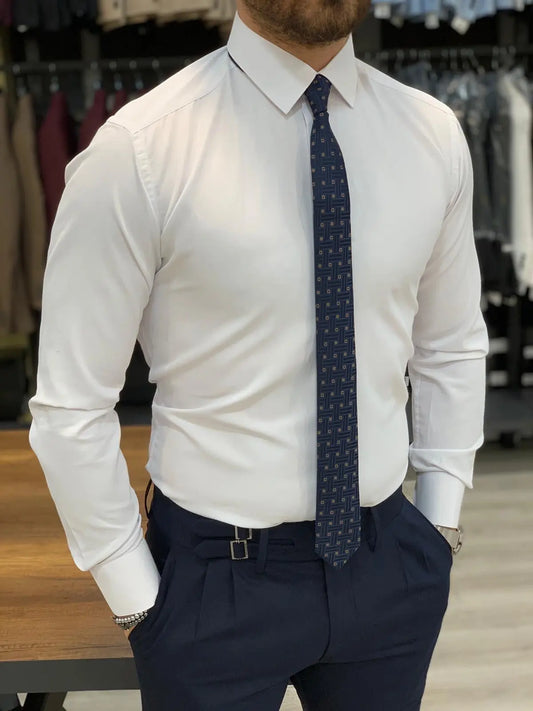 Jake White Slim Fit Shirt - Elevate Your Wardrobe - BRABION