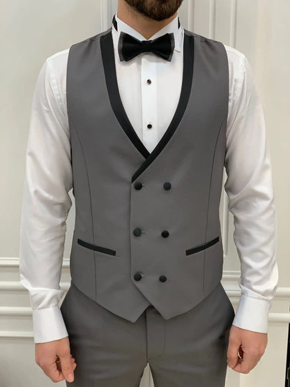 Glendale Gray Slim Fit Peak Lapel Tuxedo - BRABION