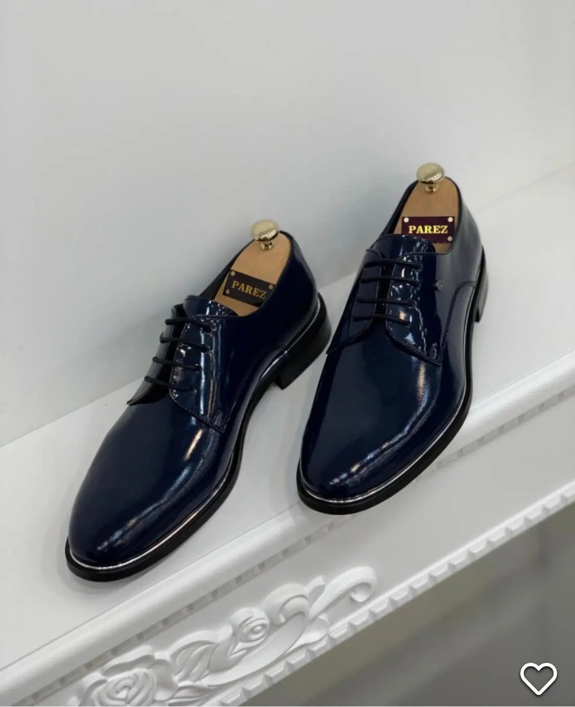 Berton Navy Blue Leather Lace-Up Classic Shoes - BRABION