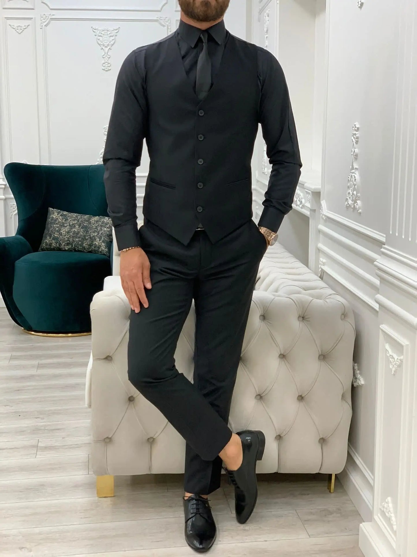 Lance Black Slim Fit Suit - Versatile Three-Piece Ensemble for Any Occasion BOJONI