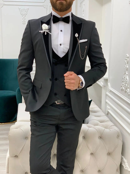 Wilson Black Velvet Shawl Lapel Tuxedo: The Ultimate Formalwear Statement - BRABION