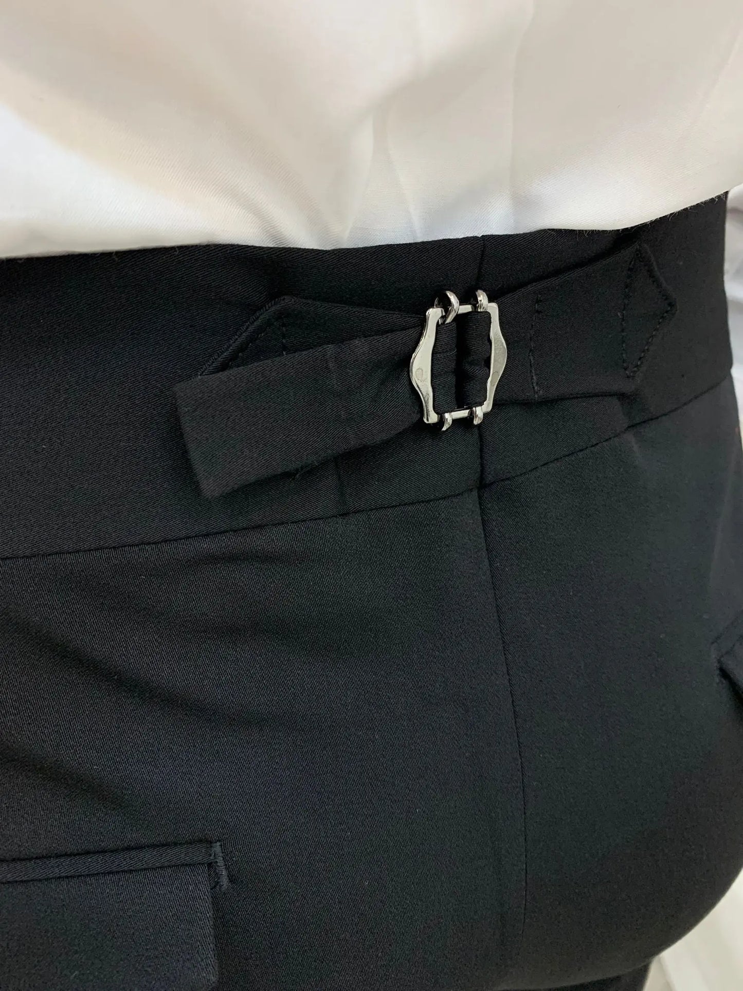 Black Buckled Canvas Trousers - BRABION