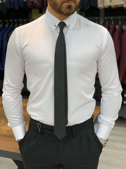 Jake White Slim Fit Shirt - Versatile Elegance for Every Occasion - BRABION