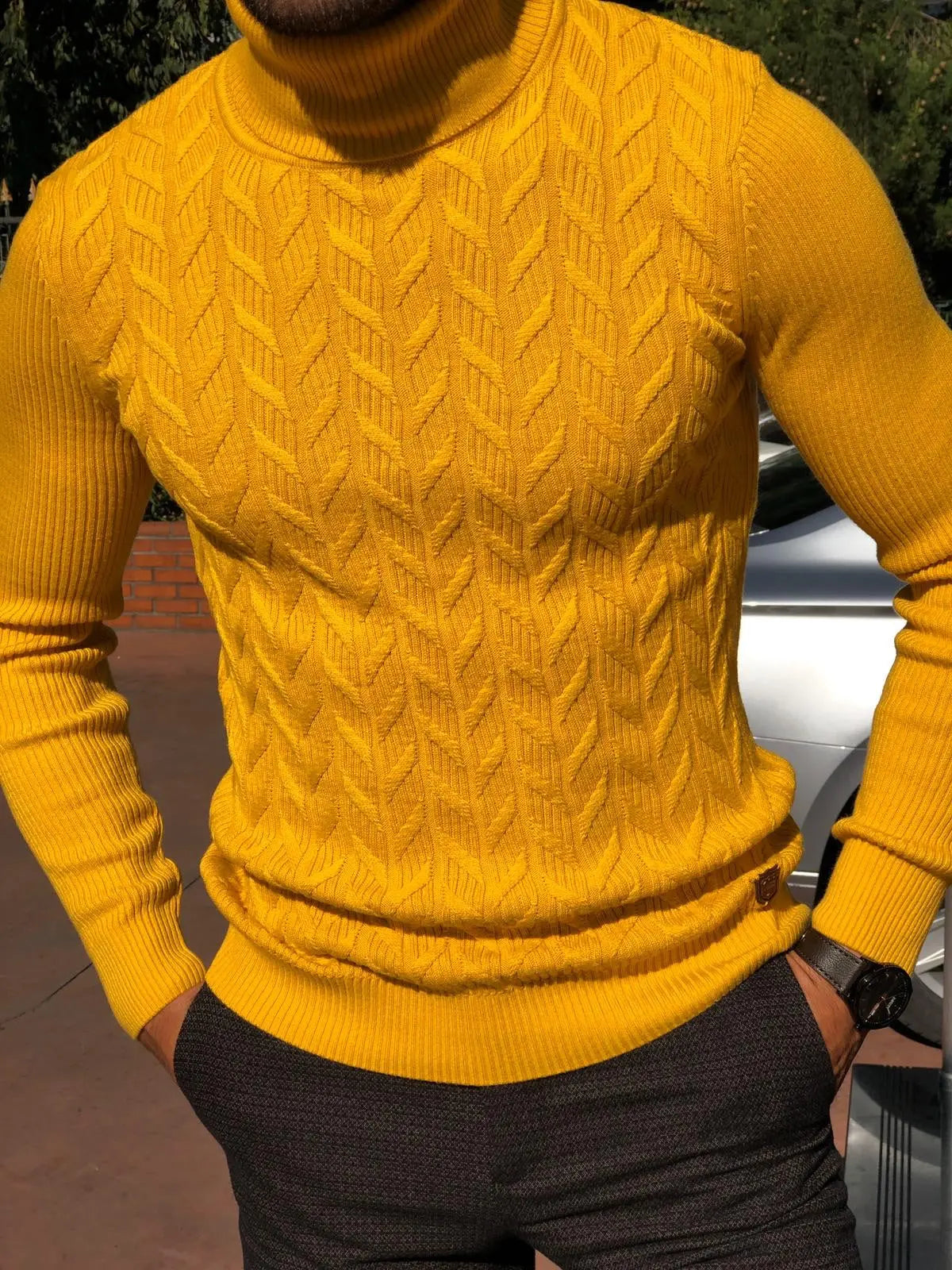 Marina Slim Fit Turtleneck Sweater in Claret Red - BRABION