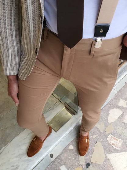 Bristol Camel Slim Fit Cotton Pants - Versatile Elegance for Every Occasion - BRABION