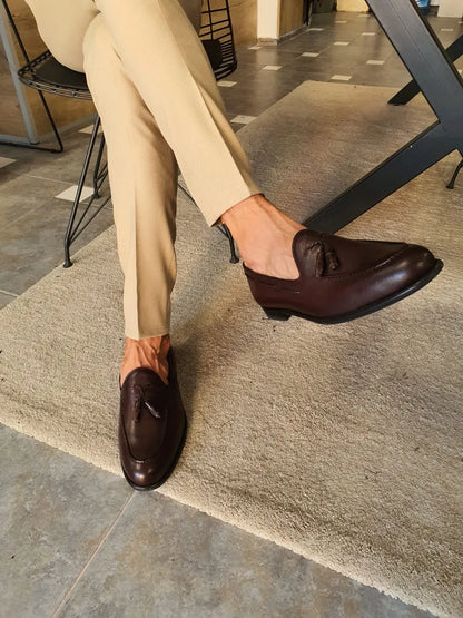 Torino Tassel Brown Loafers – Timeless Elegance in Leather - BRABION
