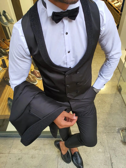 Midvale Black Slim Fit Shawl Lapel Tuxedo - BRABION