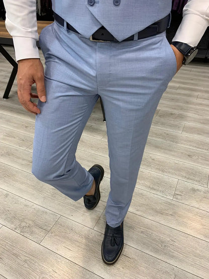 Eros Sky Blue Slim Fit Wool Suit for Every Occasion BOJONI