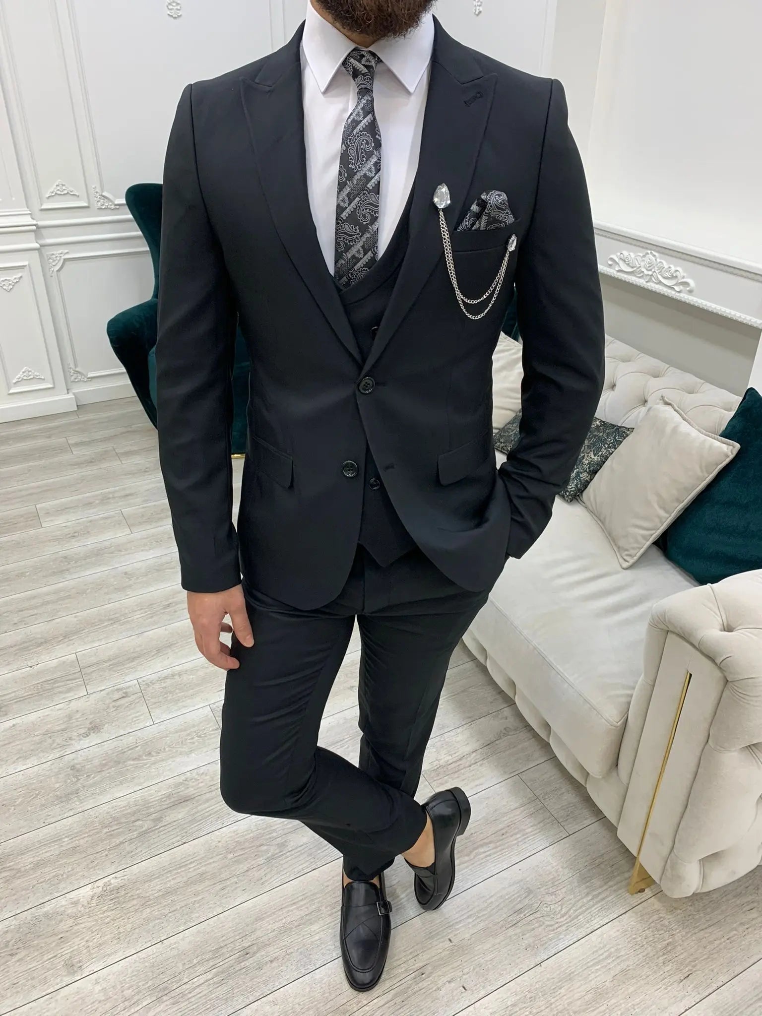 Stefano Black Slim Fit Suit brabion