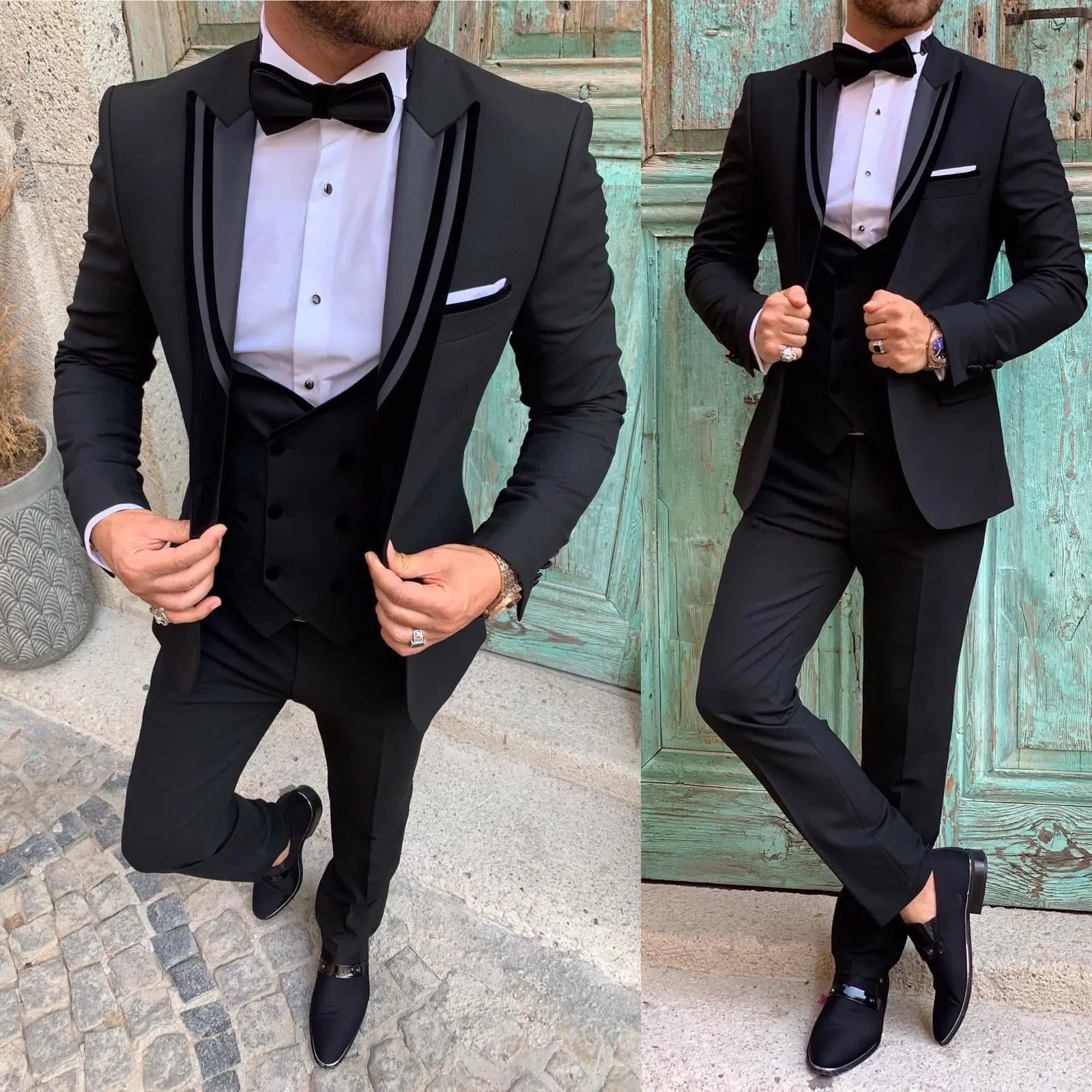 Stefano Black Slim Fit Shawl Lapel Tuxedo - BRABION