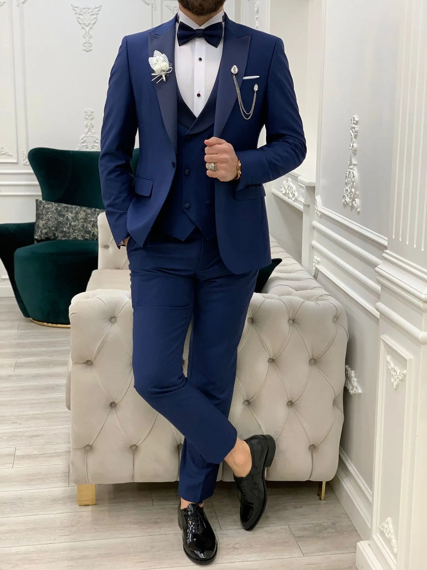 Perris Indigo Slim Fit Tuxedo - The Ultimate Formalwear Statement - BRABION