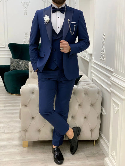 Perris Indigo Slim Fit Tuxedo - The Ultimate Formalwear Statement - BRABION