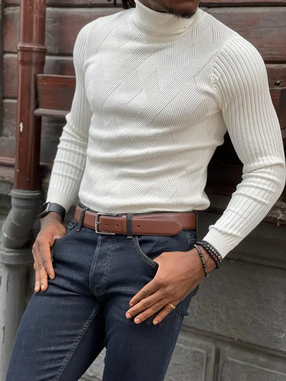 Vince White Slim Fit Turtleneck Sweater - BRABION