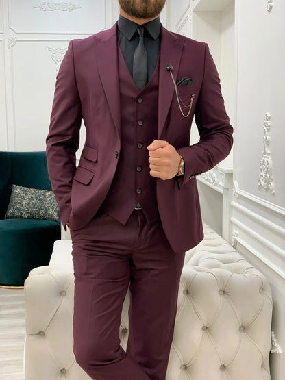 Lance Burgundy Slim Fit Suit BOJONI