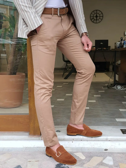 Bristol Camel Slim Fit Cotton Pants - Versatile Elegance for Every Occasion - BRABION