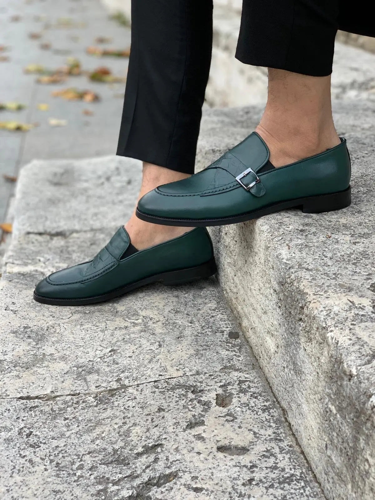 Stanoss Green Buckle Shoes - Timeless Elegance - BRABION