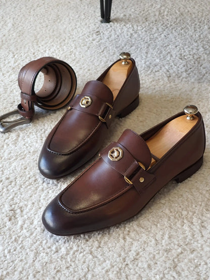 Berton Brown Penny Loafers - Timeless Leather Elegance - BRABION