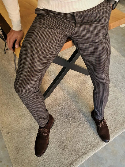 Clemson Camel Slim Fit Plaid Pants: The Perfect Blend of Comfort and Style - BRABION