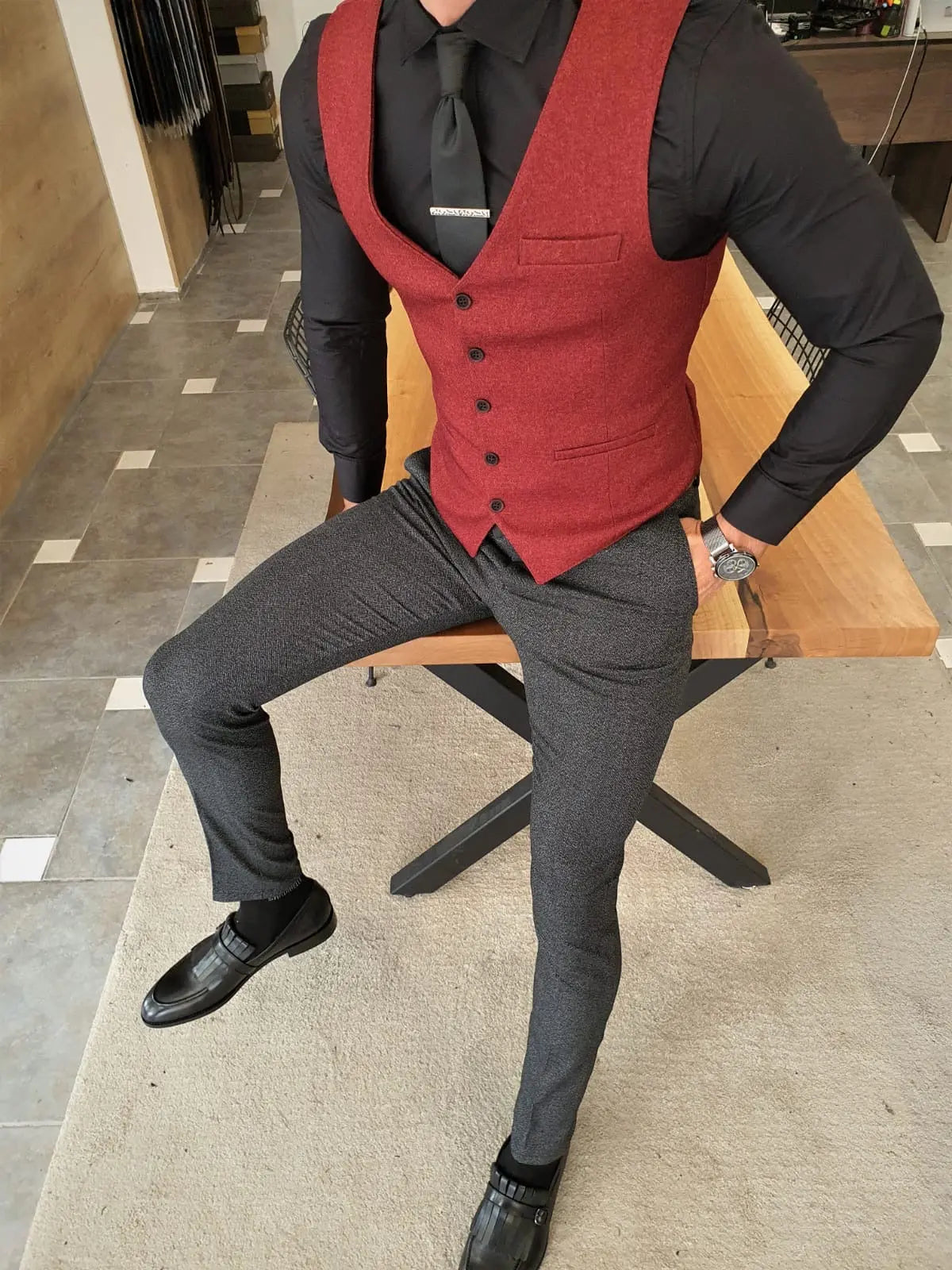 Men's Claret Red Slim Fit Suit – Elegant Versatility for Every Occasion BOJONI