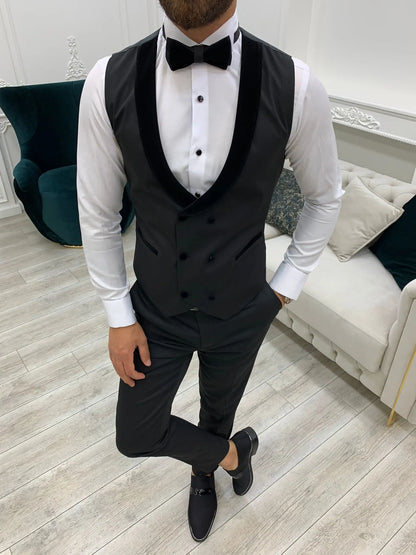 Wilson Black Velvet Shawl Lapel Tuxedo - Elevate Your Formal Attire - BRABION