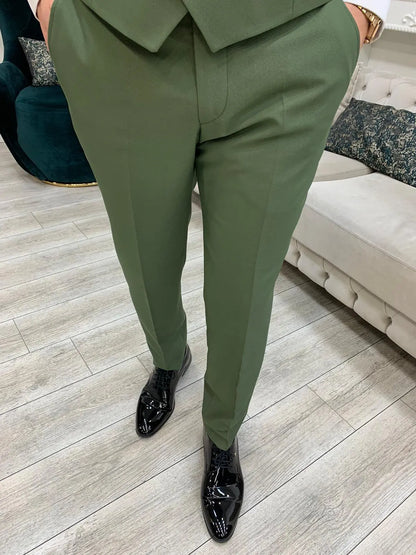 Eden Light Green Slim Fit Velvet Shawl Lapel Tuxedo - BRABION