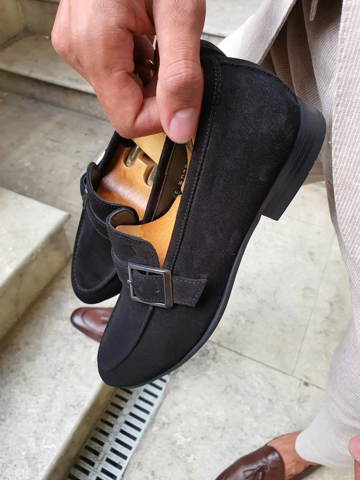 Henderson Black Suede Buckle Loafers: Elegant Comfort for Every Occasion - BRABION