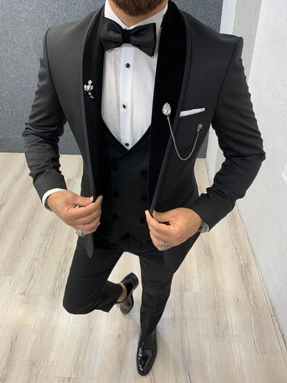 Acacia Black Slim Fit Tuxedo for Men - BRABION