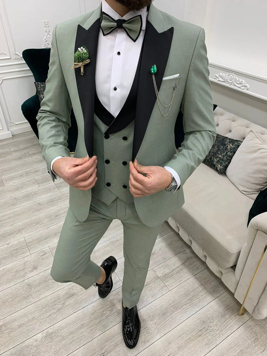 Perris Water Green Slim Fit Tuxedo - BRABION
