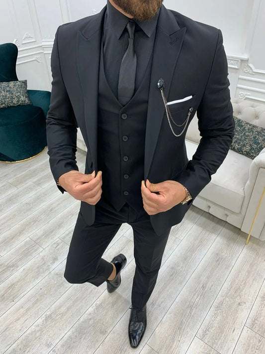 Lance Black Slim Fit Suit - Versatile Three-Piece Ensemble for Any Occasion BOJONI