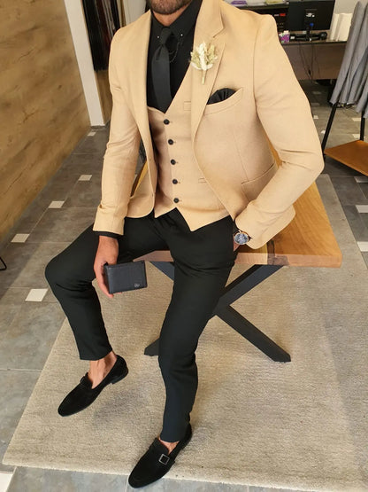 Edmond Beige Slim Fit Suit: The Ultimate Versatile Three-Piece Suit BOJONI