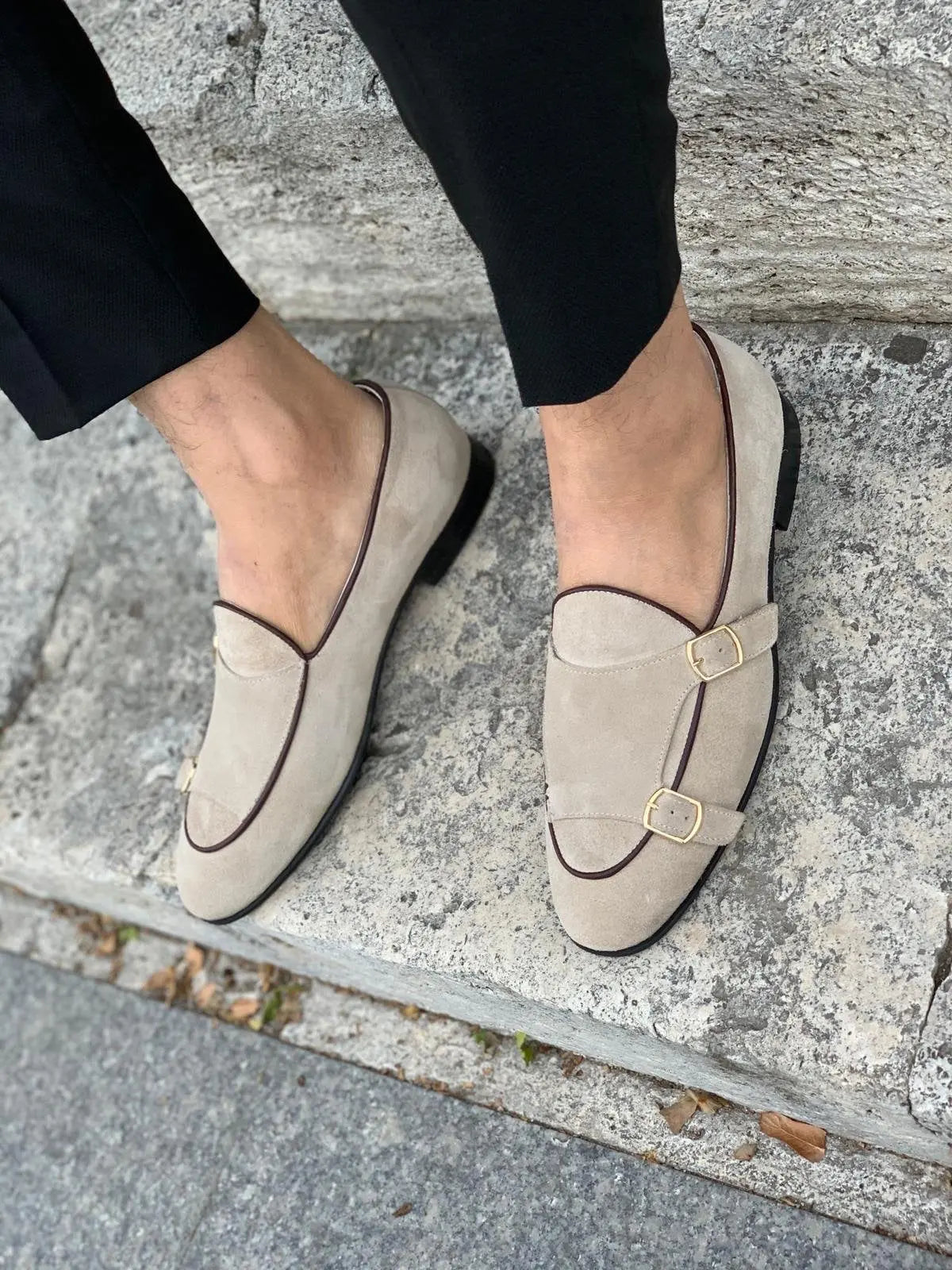Stanoss Cream Buckle Shoes for Men - BRABION