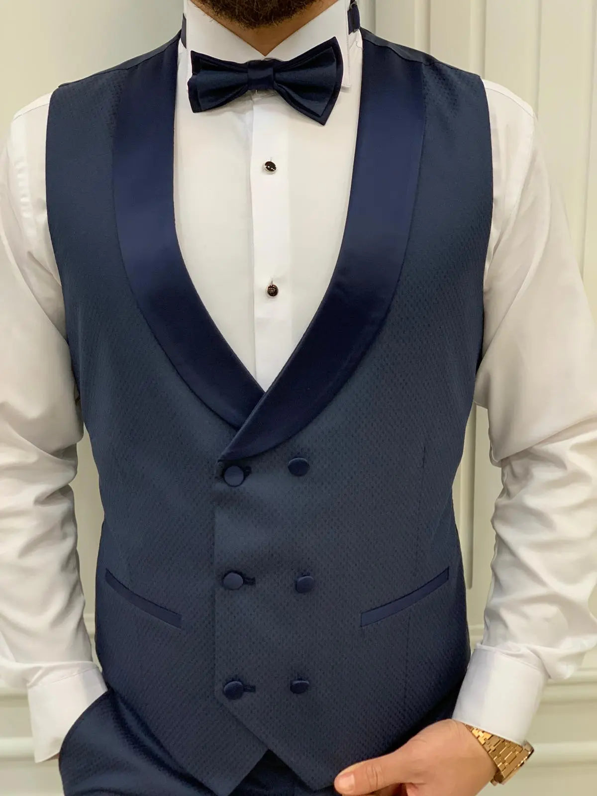 Avion Blue Slim Fit Shawl Lapel Tuxedo - BRABION
