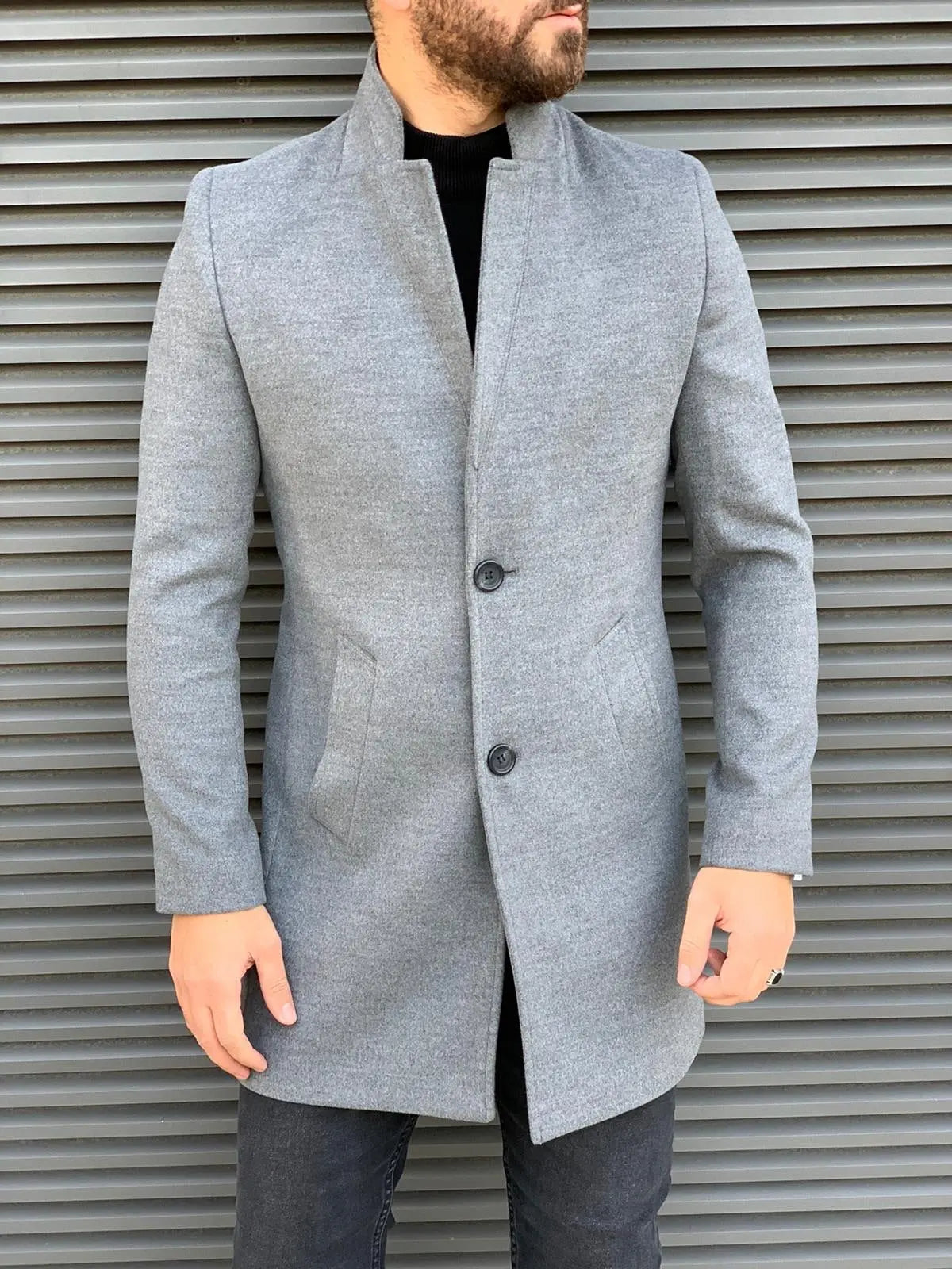 Kenzie Gray Slim Fit Wool Long Coat: Where Style Meets Versatility - BRABION
