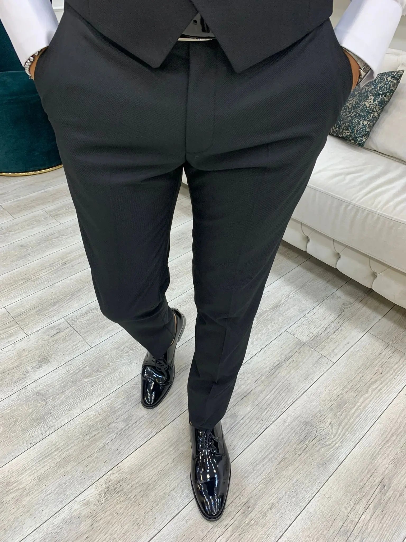 Lazio Black Slim Fit Shawl Lapel Tuxedo - BRABION