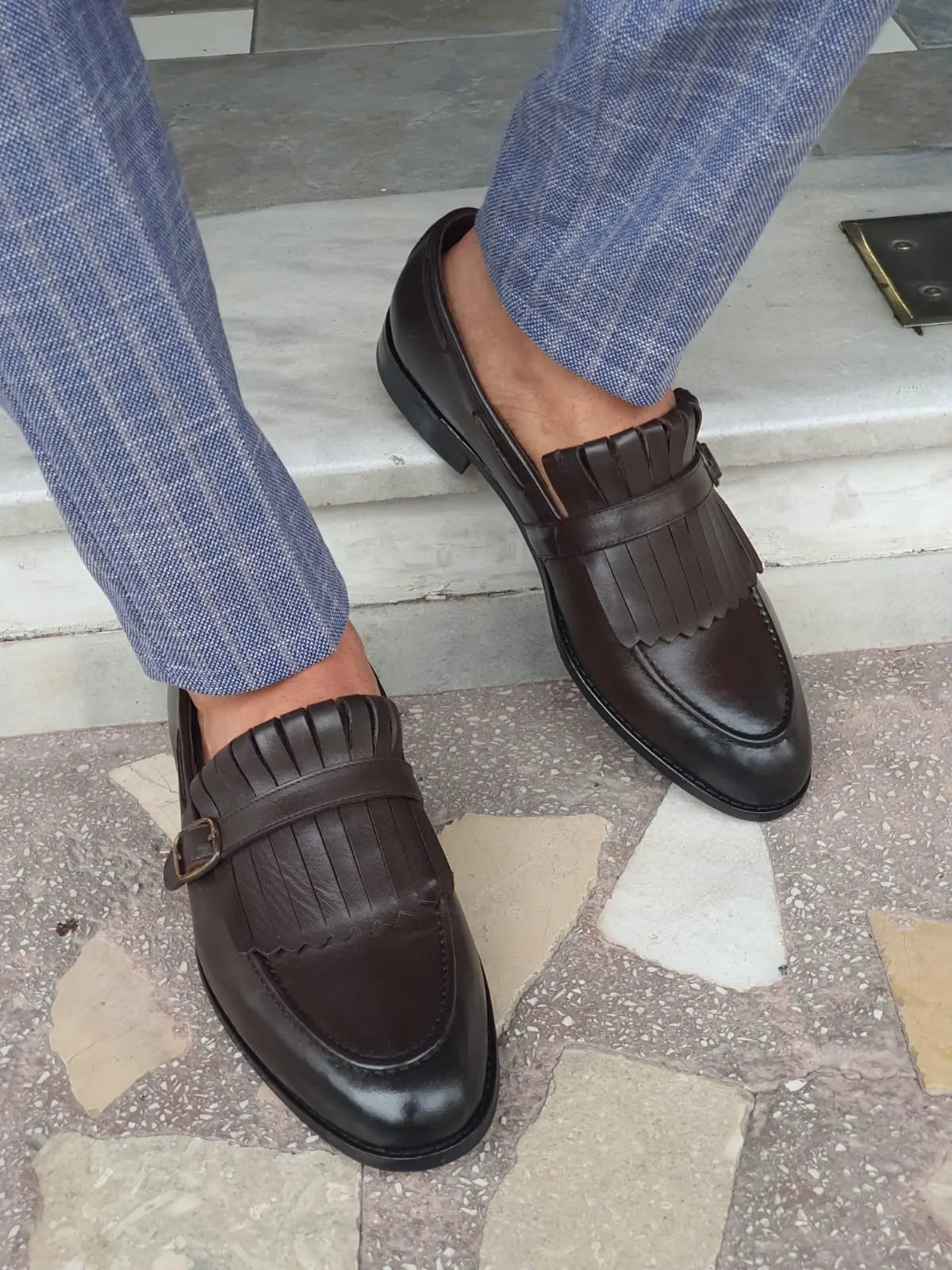 Jackson Brown Kilt Loafers - Elegant Leather Footwear for Any Occasion - BRABION