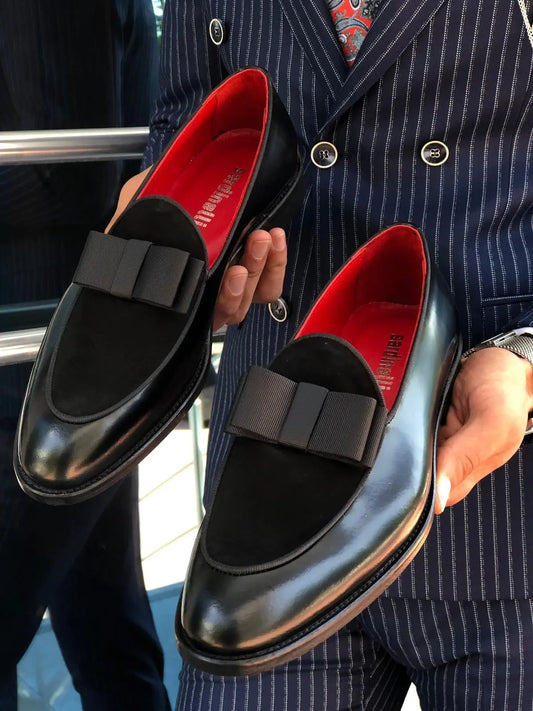 Polished Leather Sardinelli Loafers with Silk Bow - BRABION